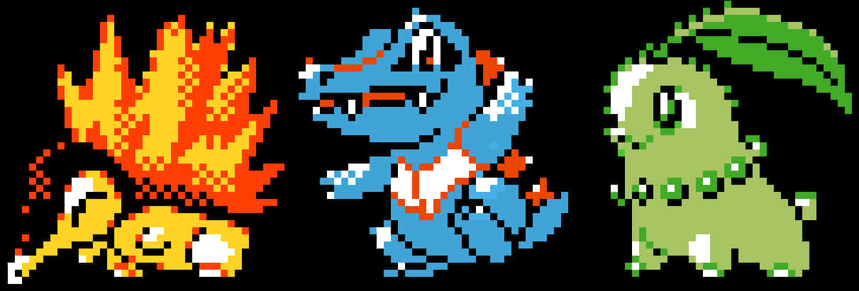 Kanto Starters Pixel Art PNG