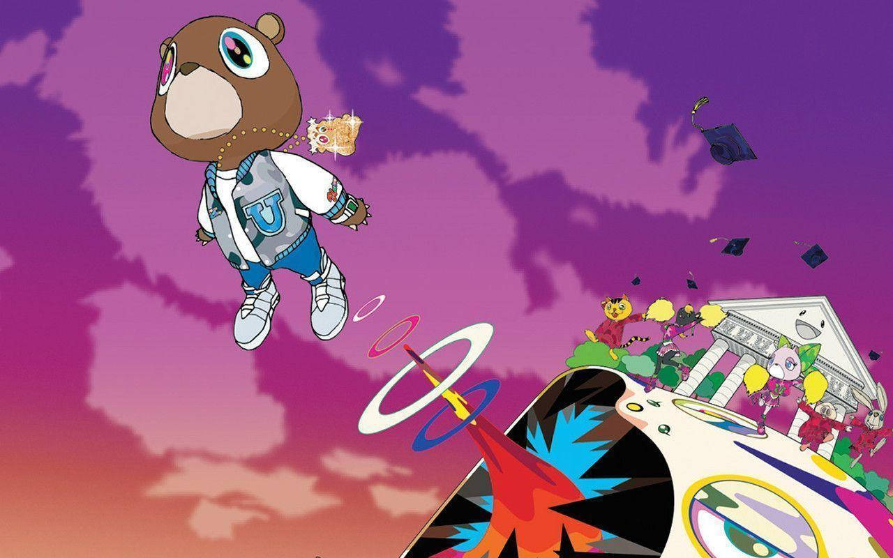 Kanye West In A Beautiful Graduation Album Cover Wallpaper