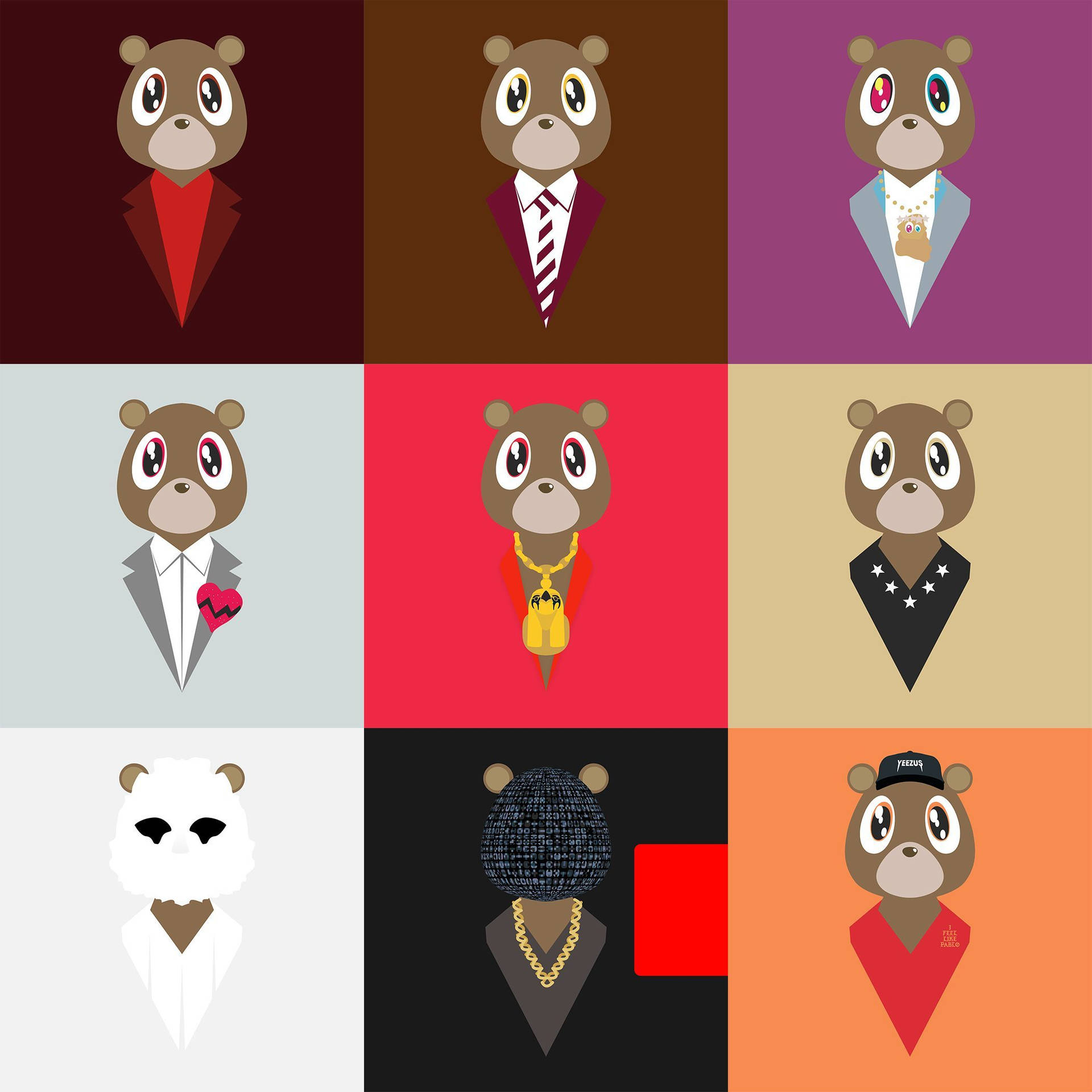 Kanye West Bear Album Collage Wallpaper
