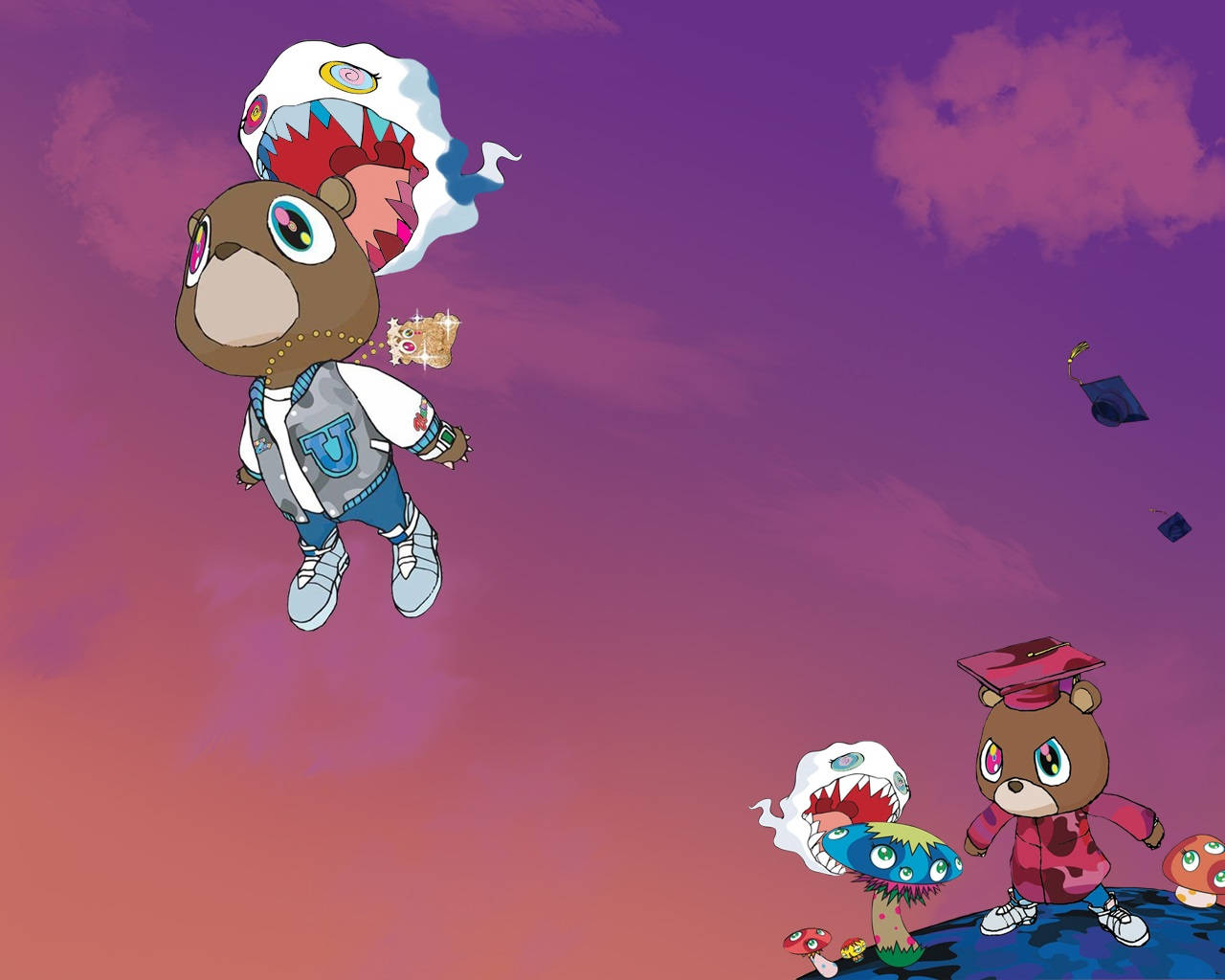 Kanye West Bear In Space With Angry Bear Wallpaper