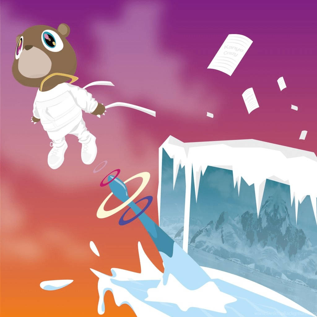 Kanye West Bear Launching From Ice Background
