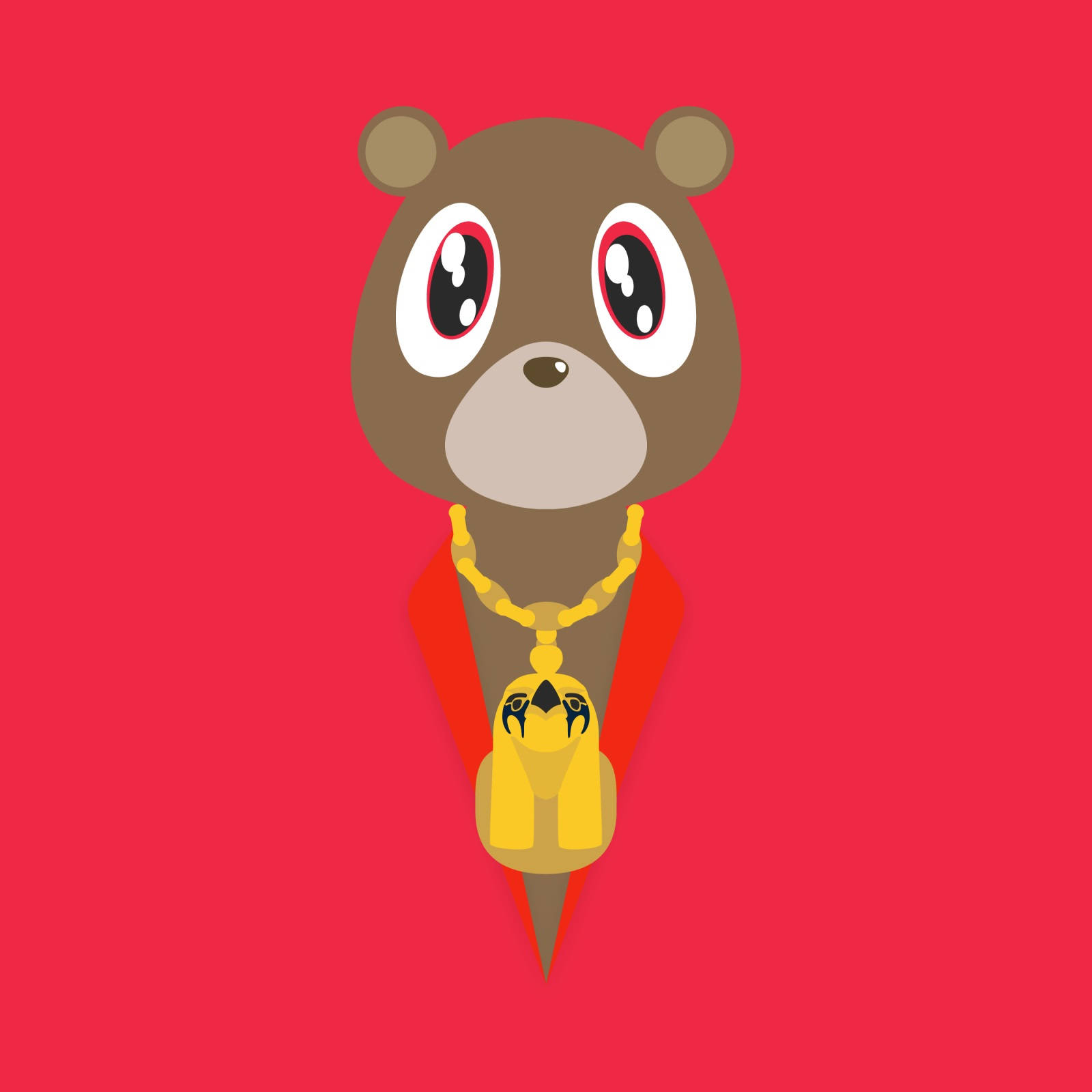 Kanye West Bear Minimalist Red Aesthetic Wallpaper