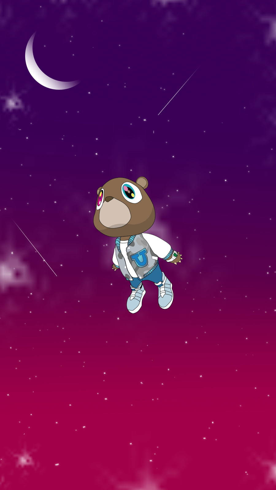 Kanye West Bear Purple And Pink Galaxy Background