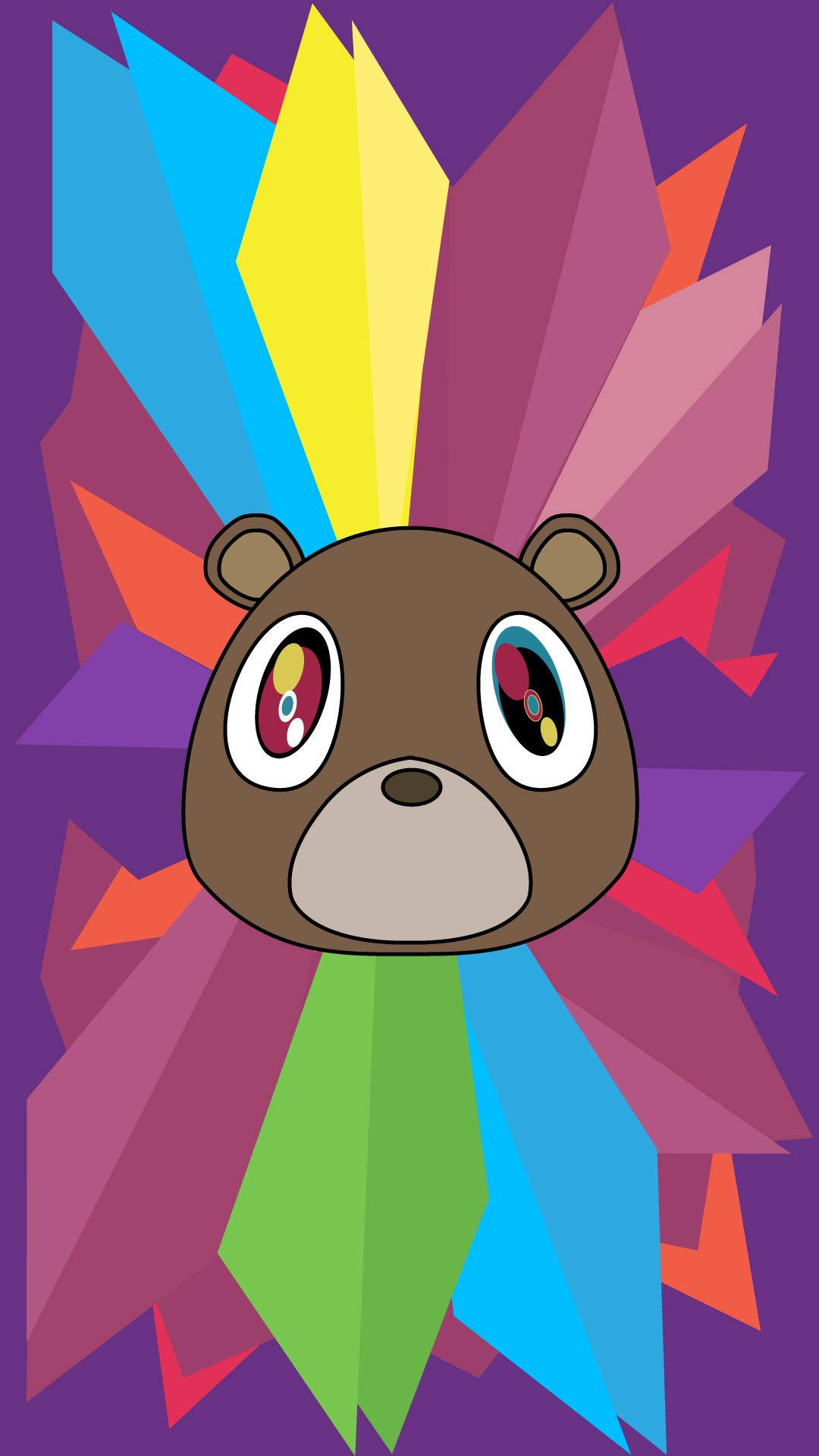 Kanye West Bear Rainbow Aesthetic Geometric Shapes Background