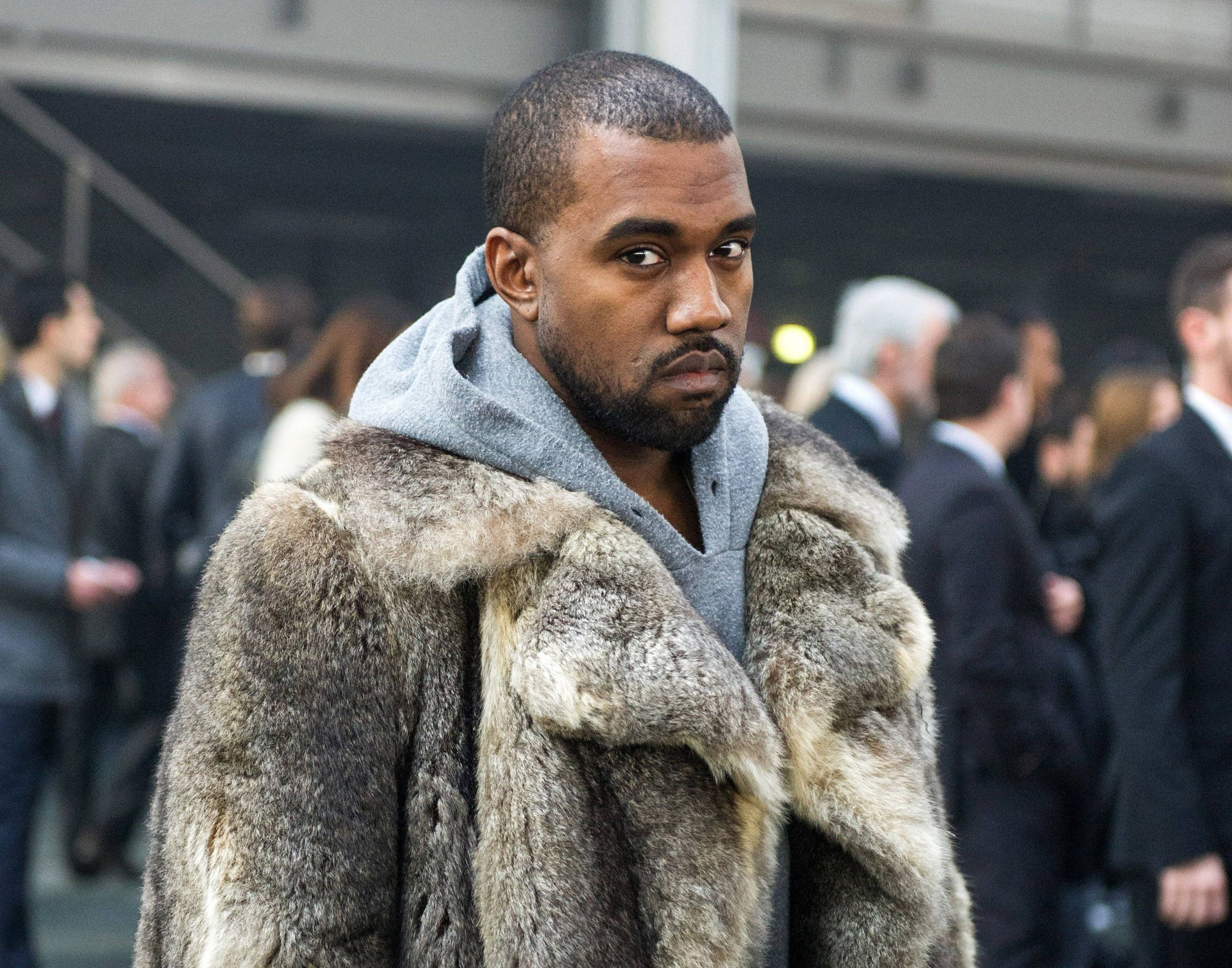 Kanye West Big Grey Fur Background