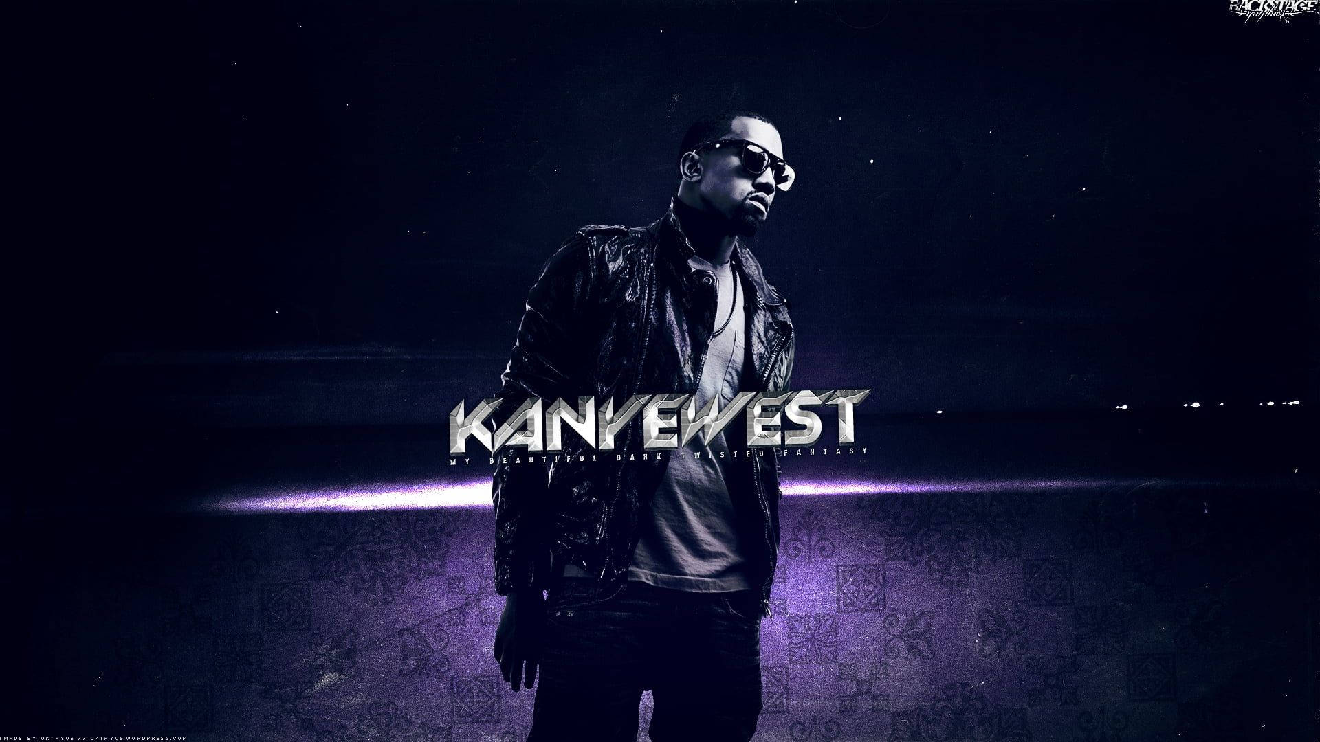 Kanye West Black And Purple Background