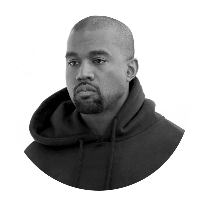 Kanye West Blackand White Portrait PNG