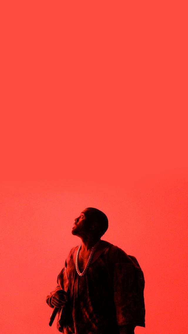 Kanye West Monokrom Rød Plakat Wallpaper