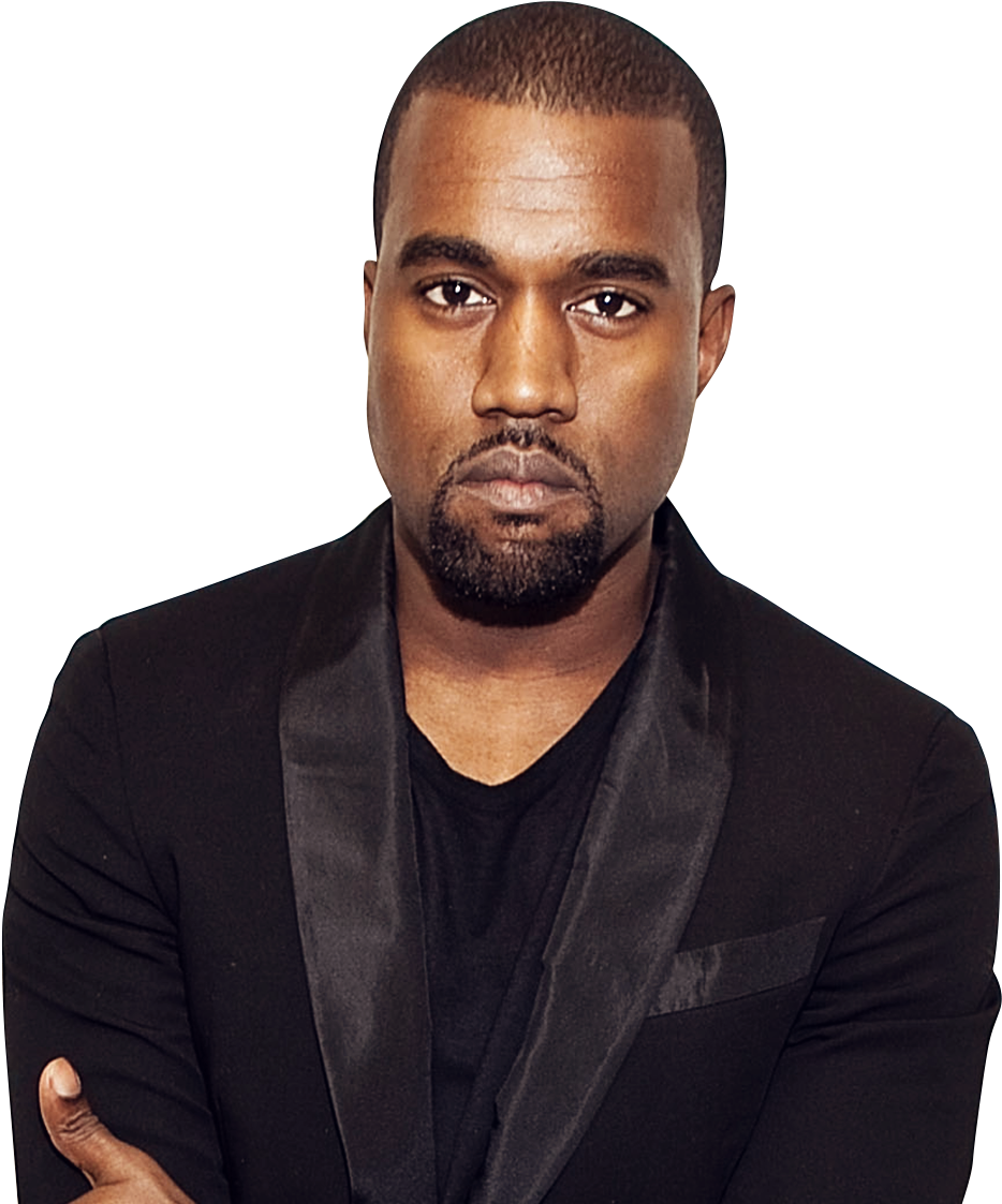 Kanye West Portrait Black Suit PNG