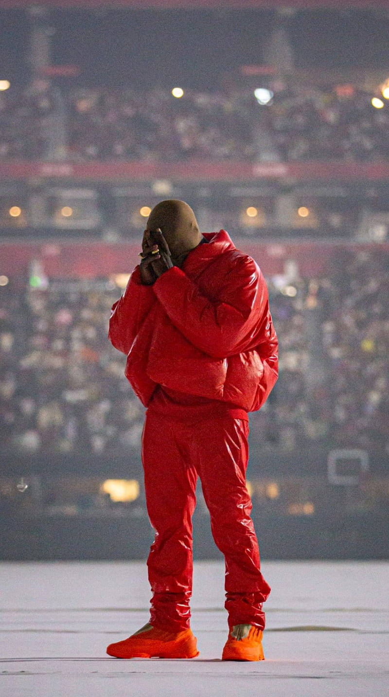 Kanye West Red Outfit Picture