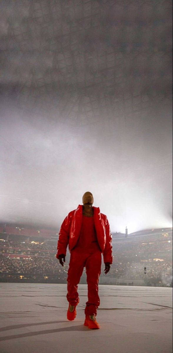 Kanye West Red Yeezy Outfit Wallpaper