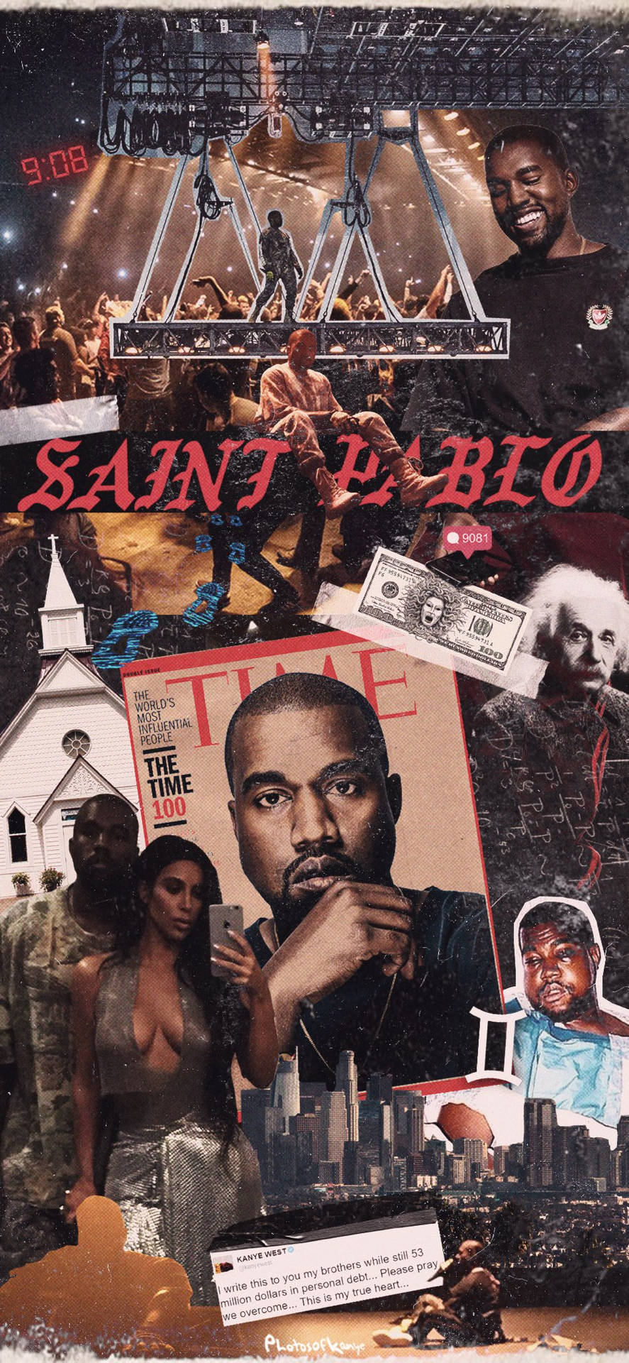 Kanyewest Saint Pablo Collage: Kanye West Saint Pablo Collage Wallpaper