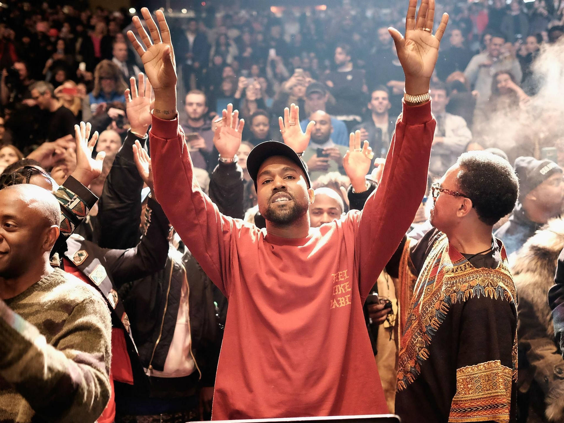 Kanye West Saint Pablo Raised Hands Background