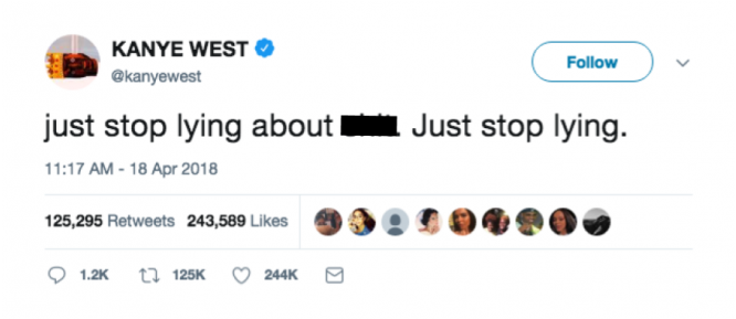 Kanye West Tweet Stop Lying PNG