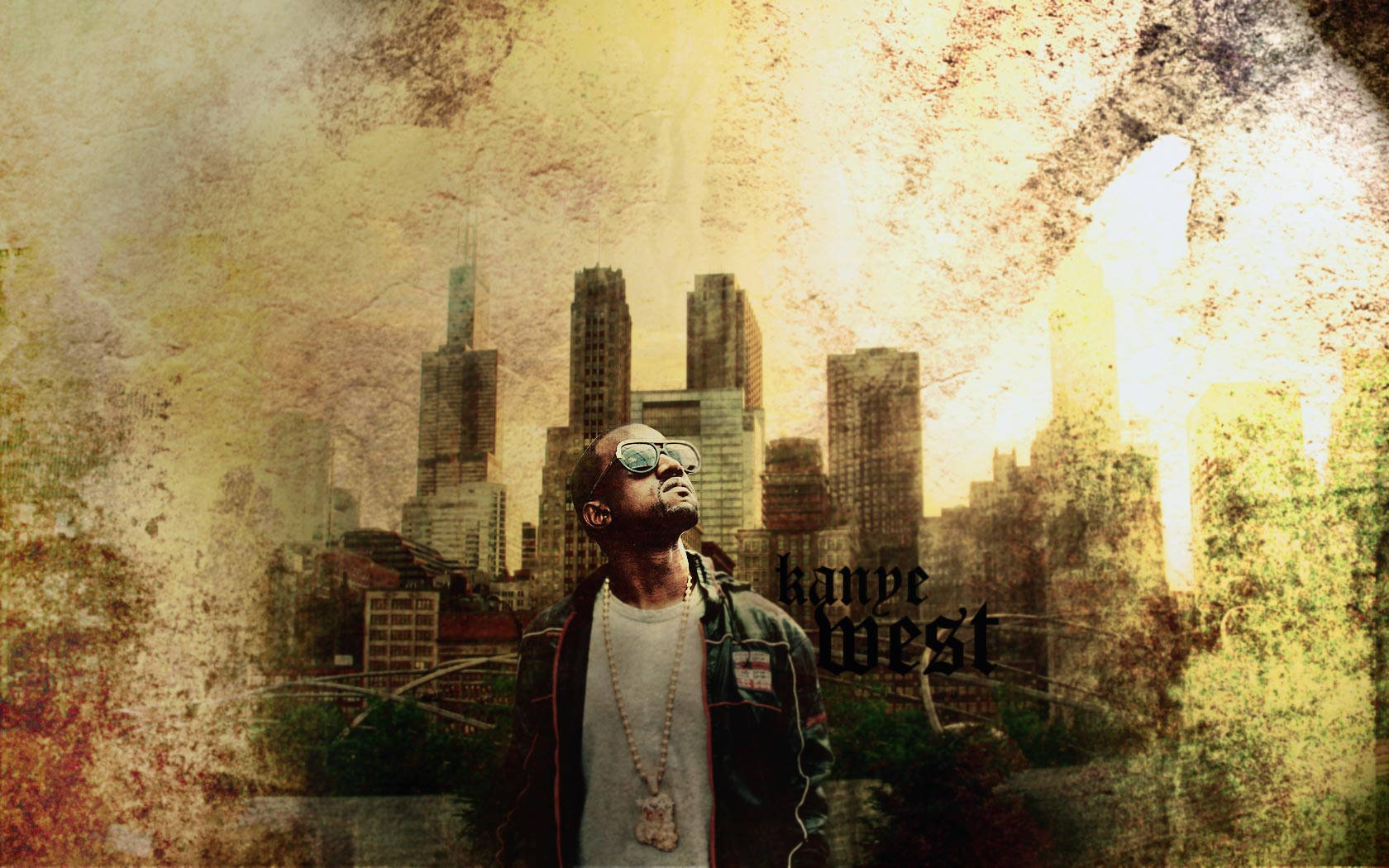 Kanye West With City View Wallpaper