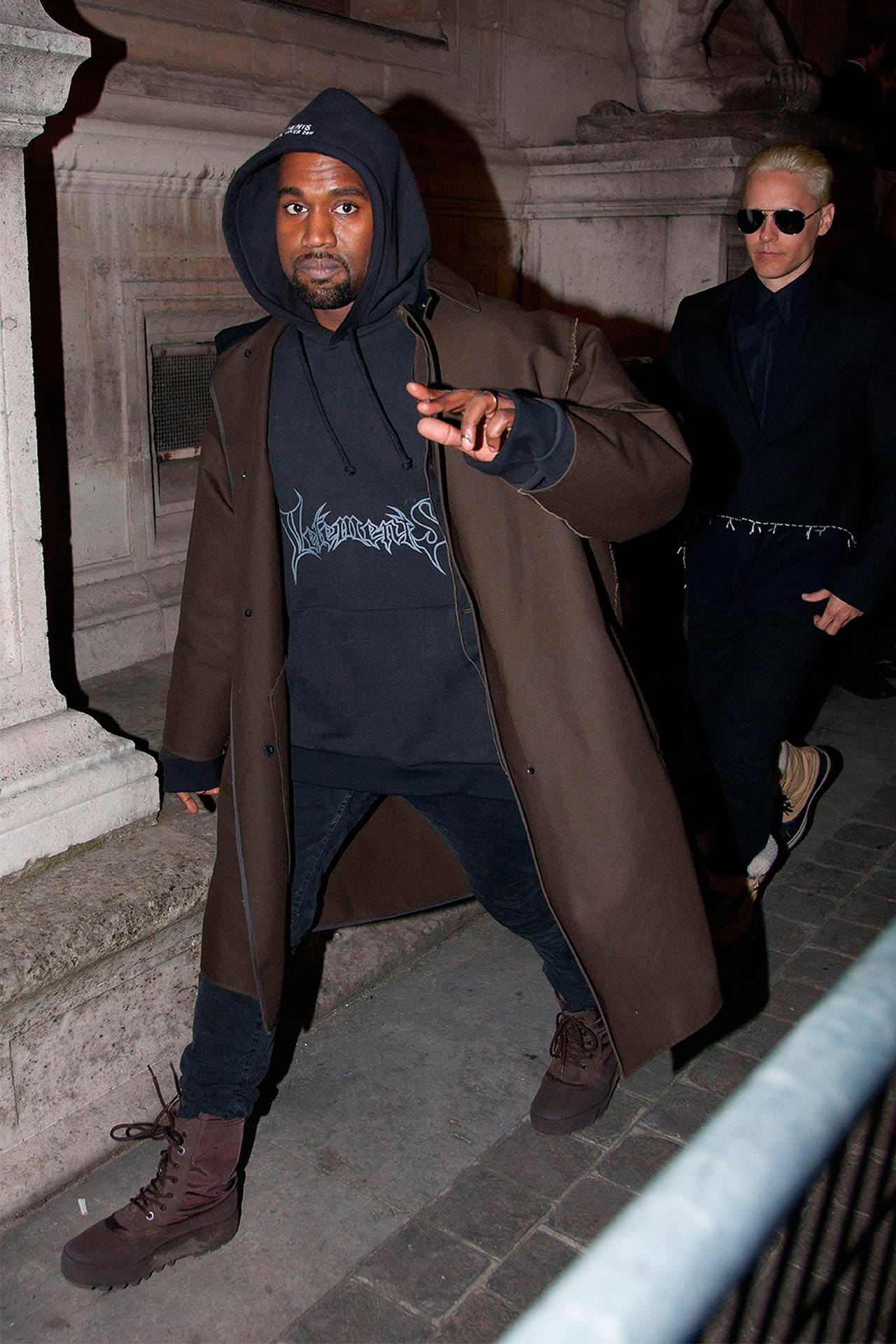 Kanye West With Vetements Hoodie Wallpaper