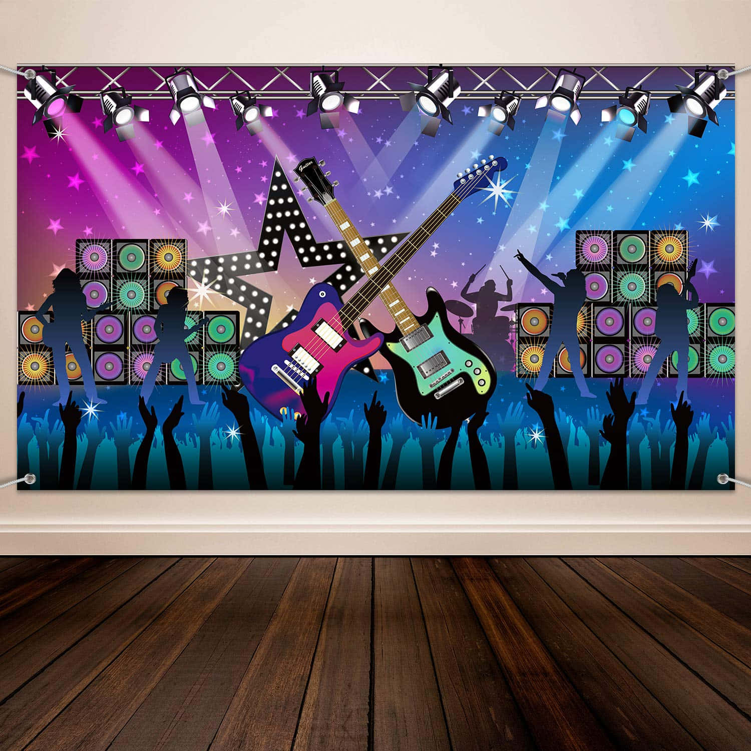 Concert Poster With Guitars Karaoke Background