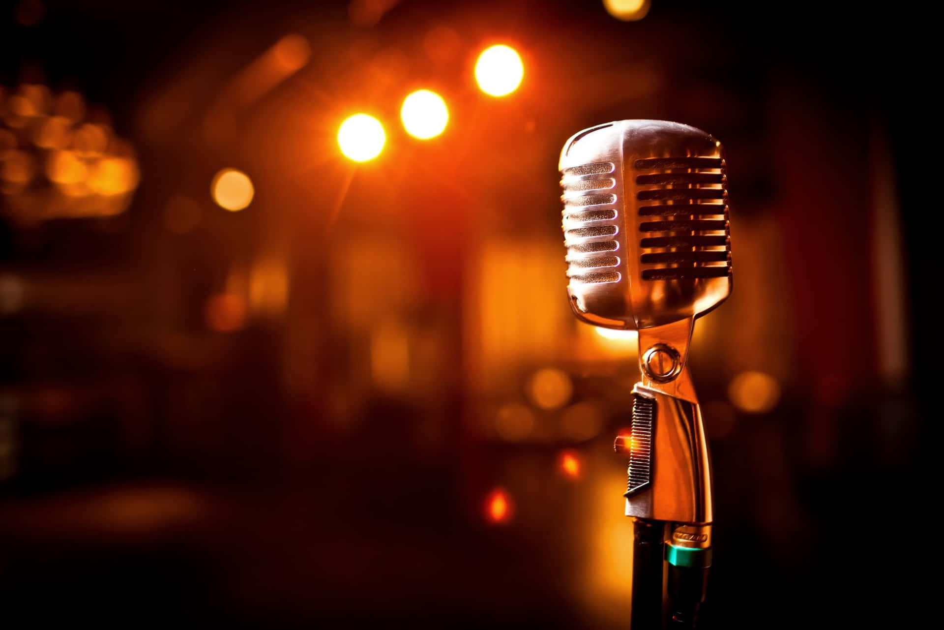 Focused Image Of Microphone Karaoke Background