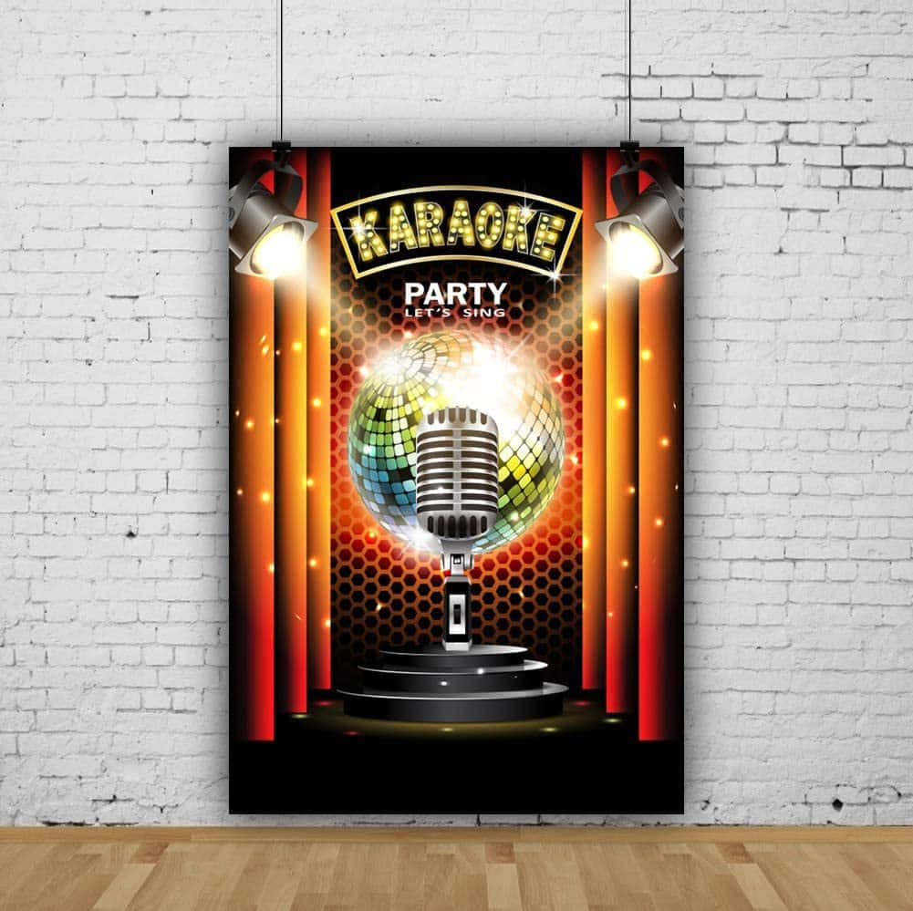 Karaoke Poster On Wall Background