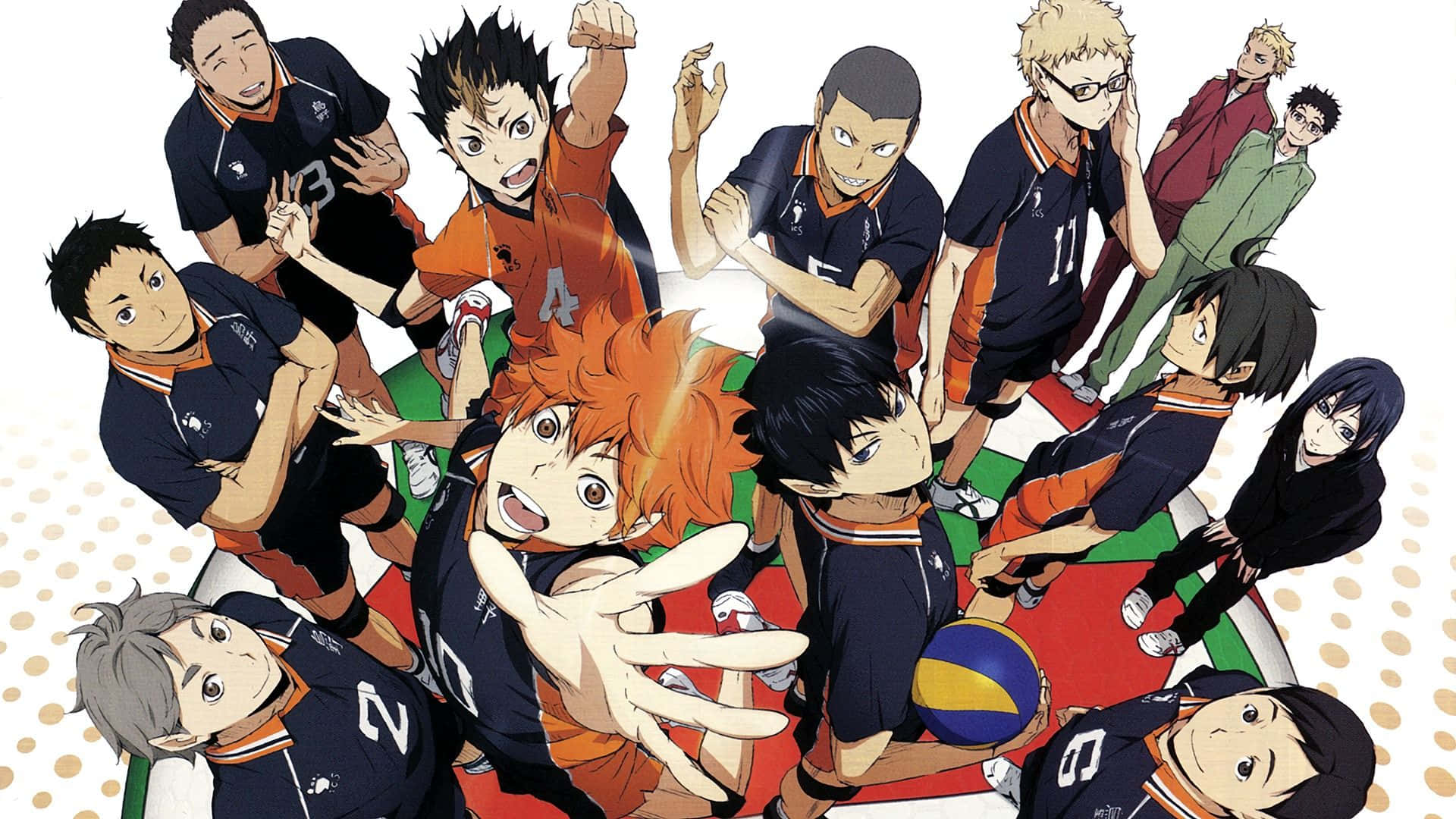 Einegruppe Von Anime-spielern Posiert Für Ein Foto. Wallpaper