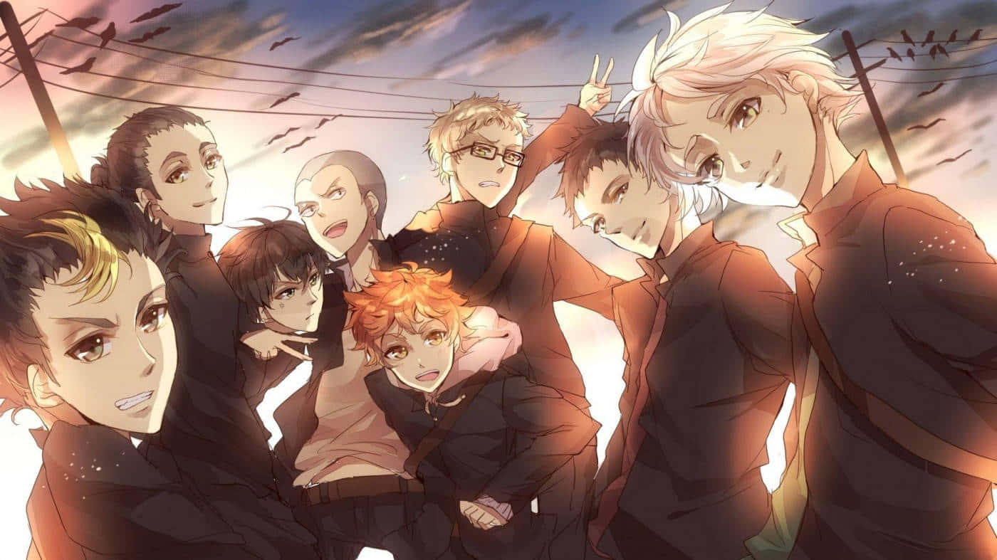 "We're the Karasuno Volleyball Team! Ready to take on all opponents!" Wallpaper