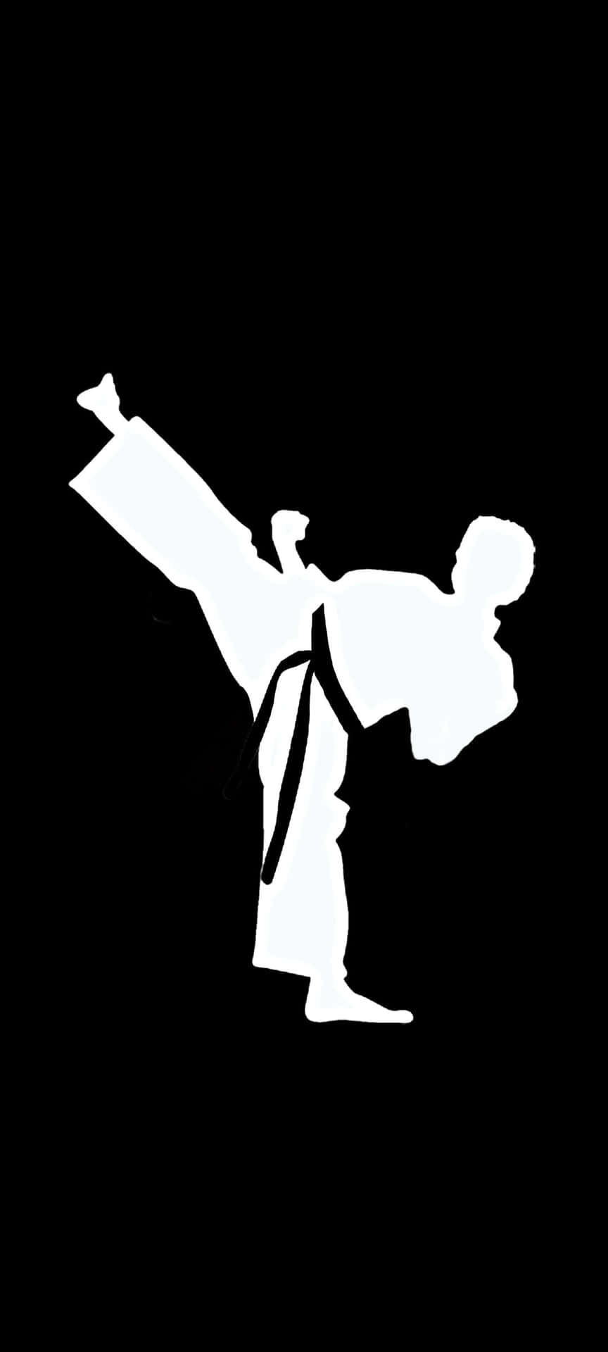 A White Karate Man Doing A Kick
