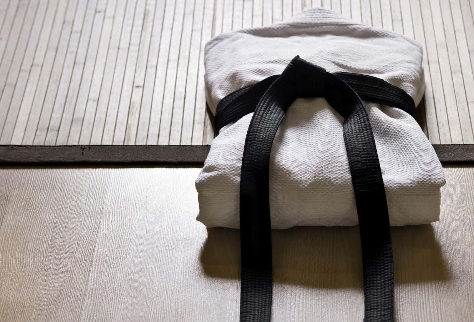 A Towel With A Black Belt On It