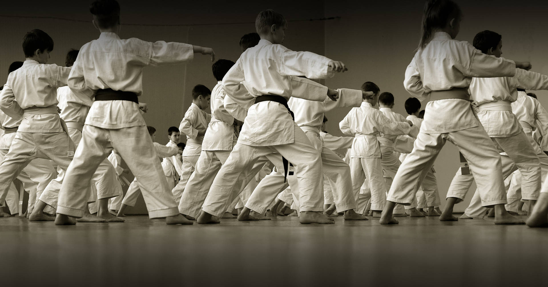 Lezionedi Karate Con Gli Studenti Sfondo