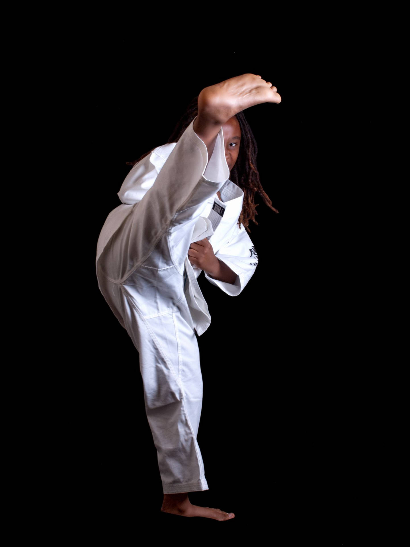 Karate Kick Black Background Wallpaper
