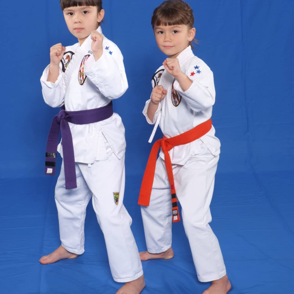 Karatetvå Barn Poserar. Wallpaper