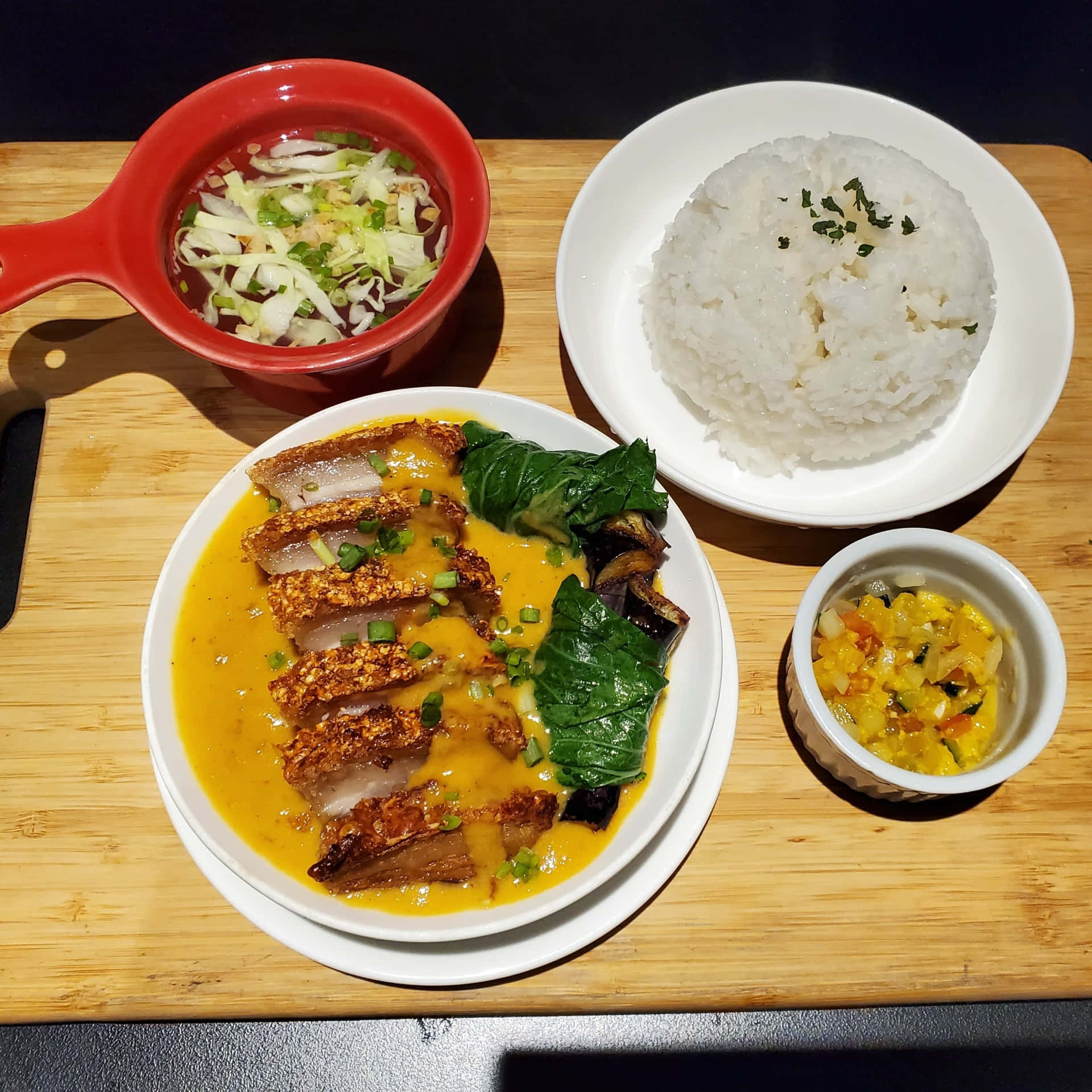 Kare-kare With Rice And Side Dishes Picture