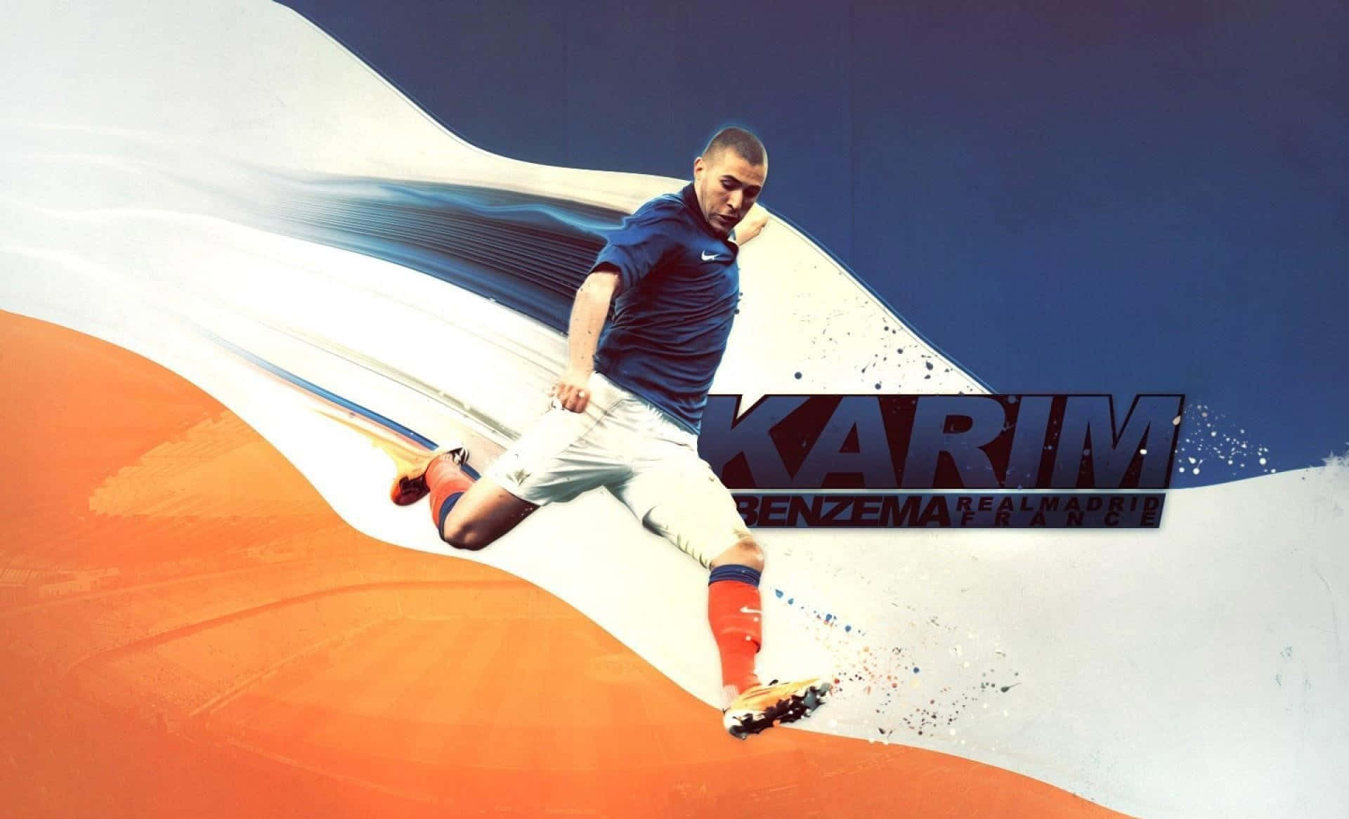 Karim Benzema Dynamic Soccer Action Wallpaper