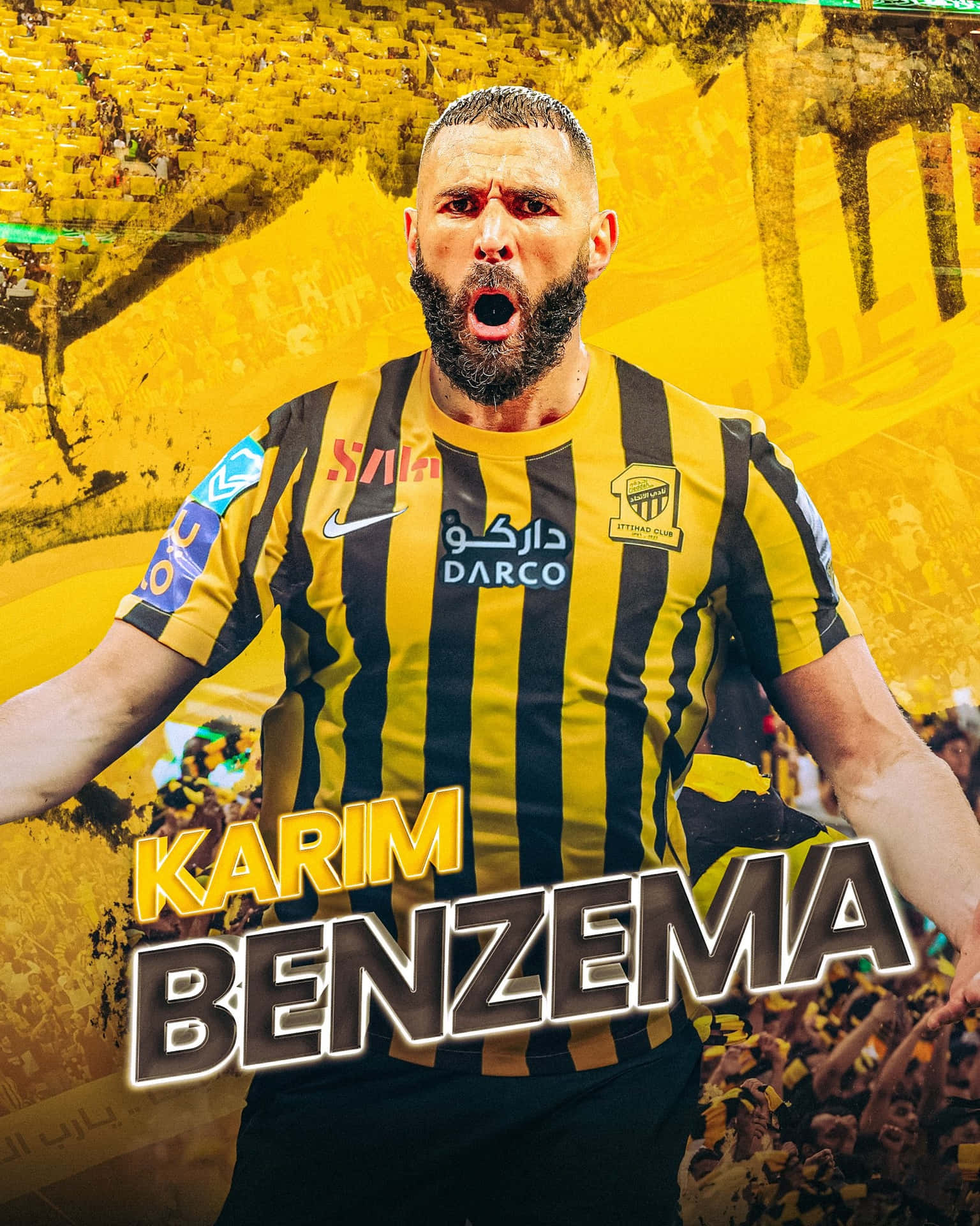 Karim Benzema Yellow Black Striped Kit Wallpaper