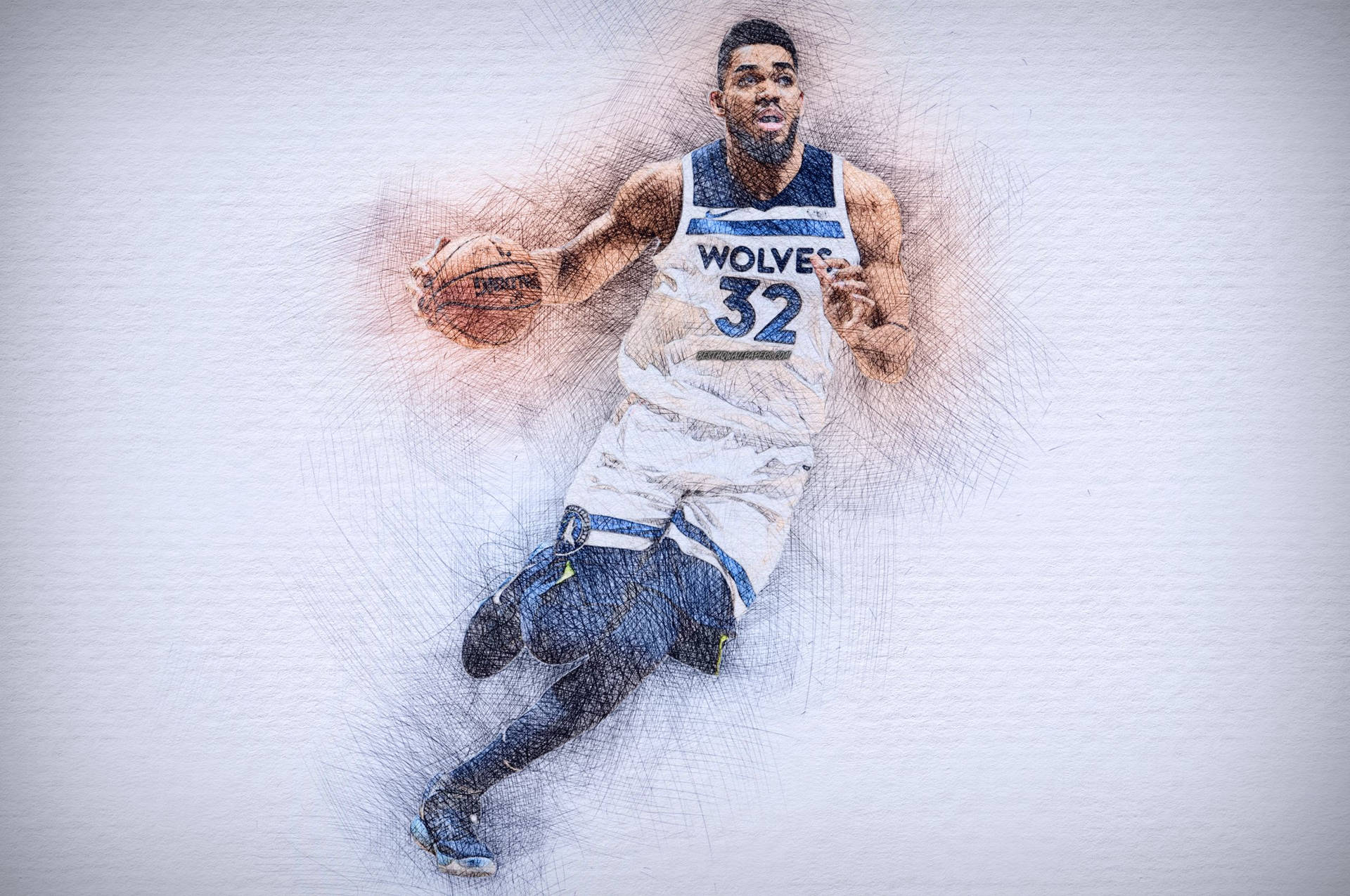 Karl-anthony Towns Hyper Realistic Illustration Wallpaper