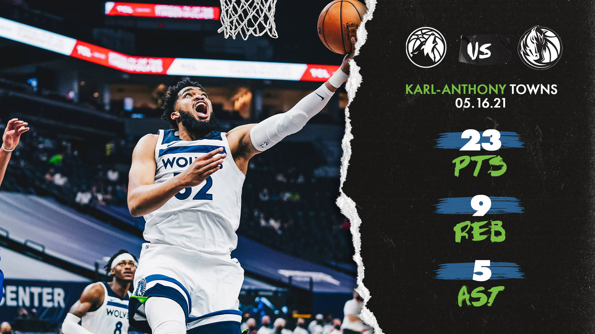 Karl-anthony Towns Laying Up Wallpaper
