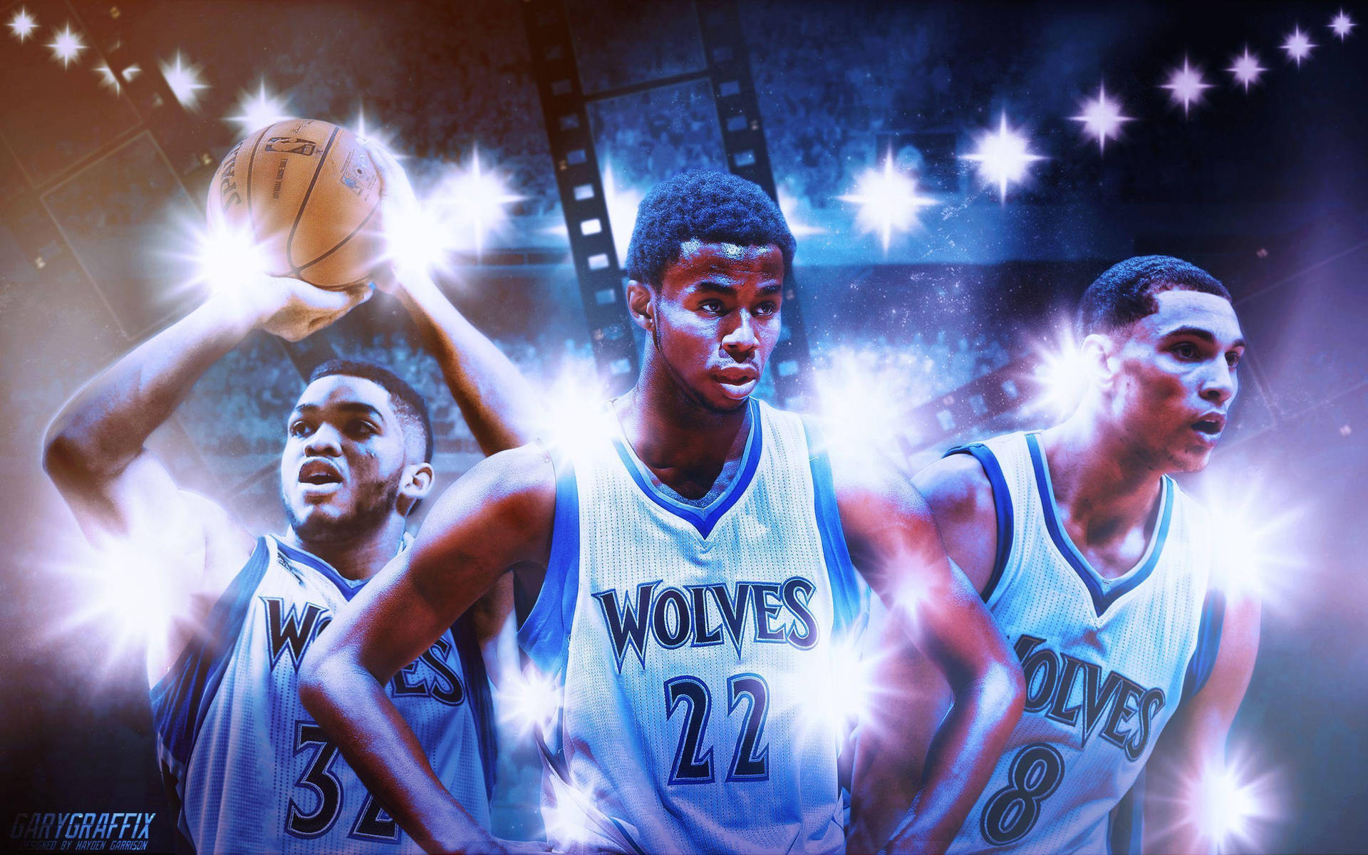 Karl-anthony Towns With Wiggins & LaVine Wallpaper