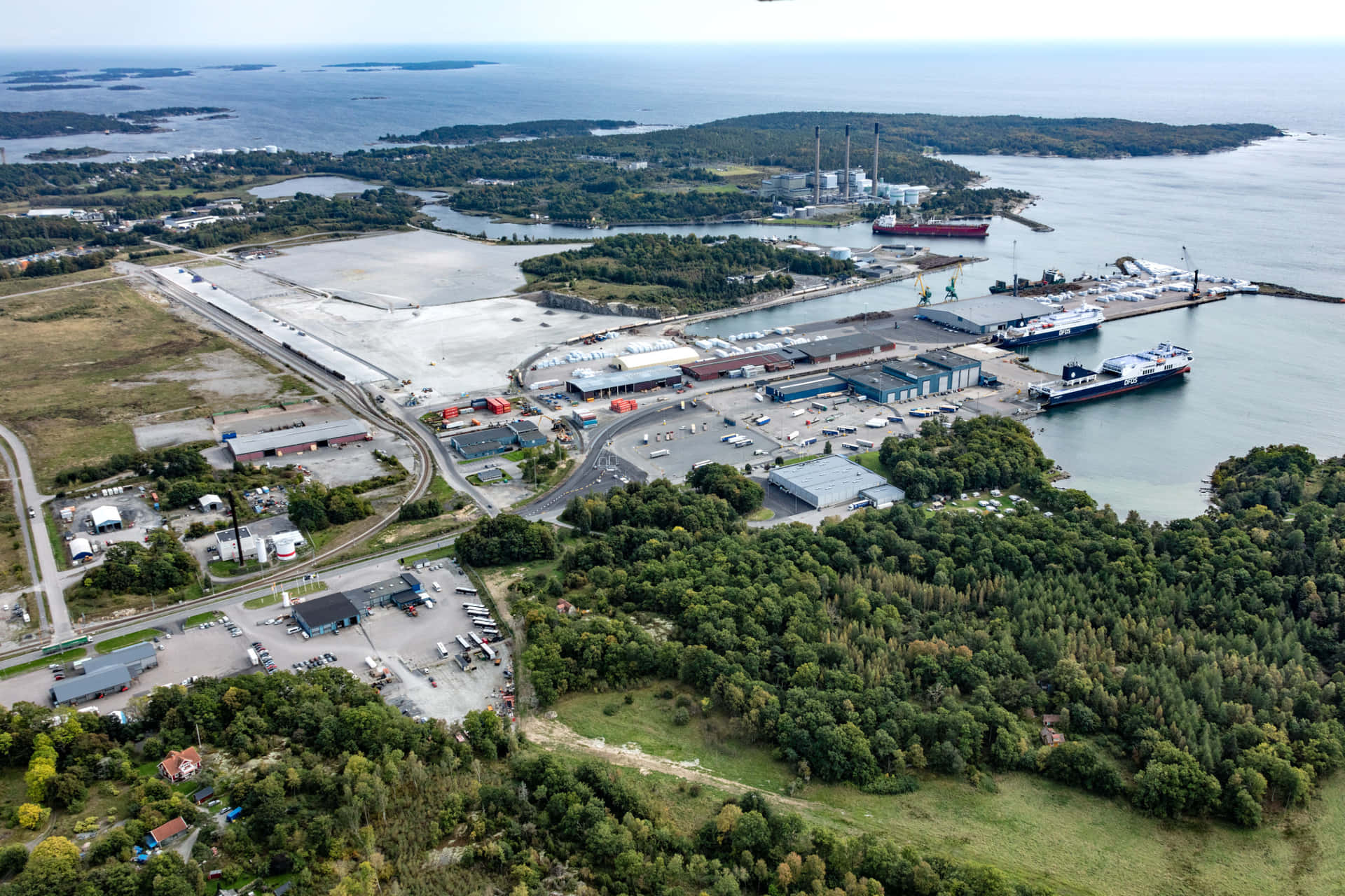 Karlshamn Aerial View Port Industrial Area Wallpaper