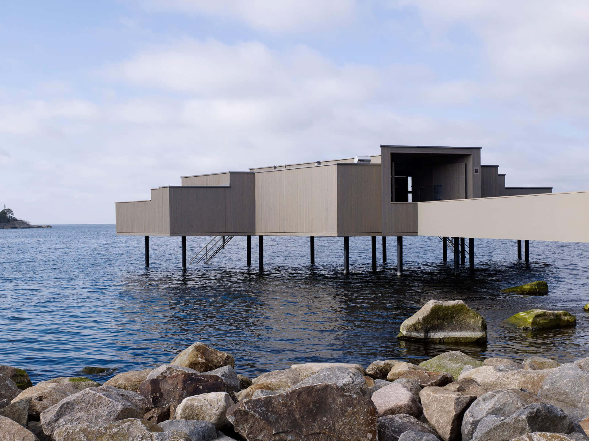 Karlshamn Seaside Modern Architecture Wallpaper