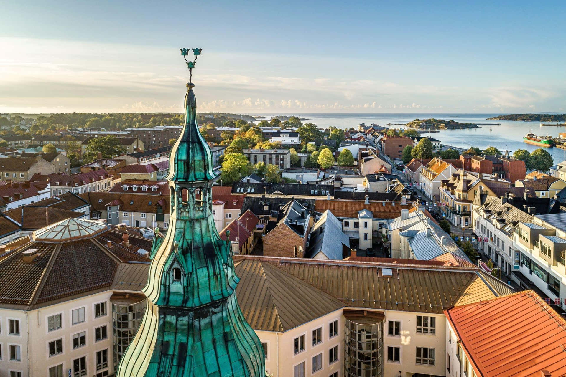 Karlshamn Sweden Aerial View Wallpaper