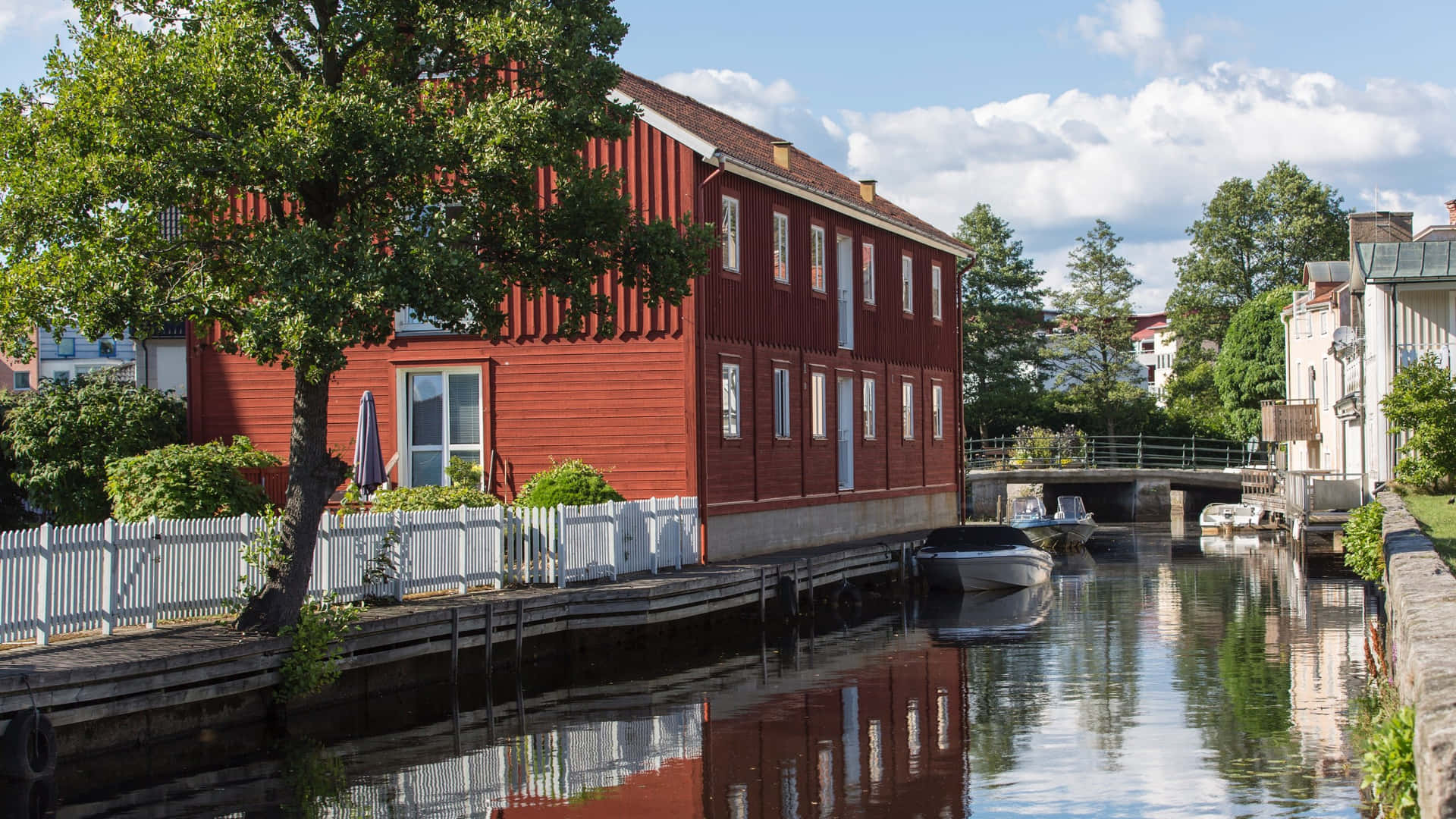 Karlshamn Sweden Canal View Wallpaper