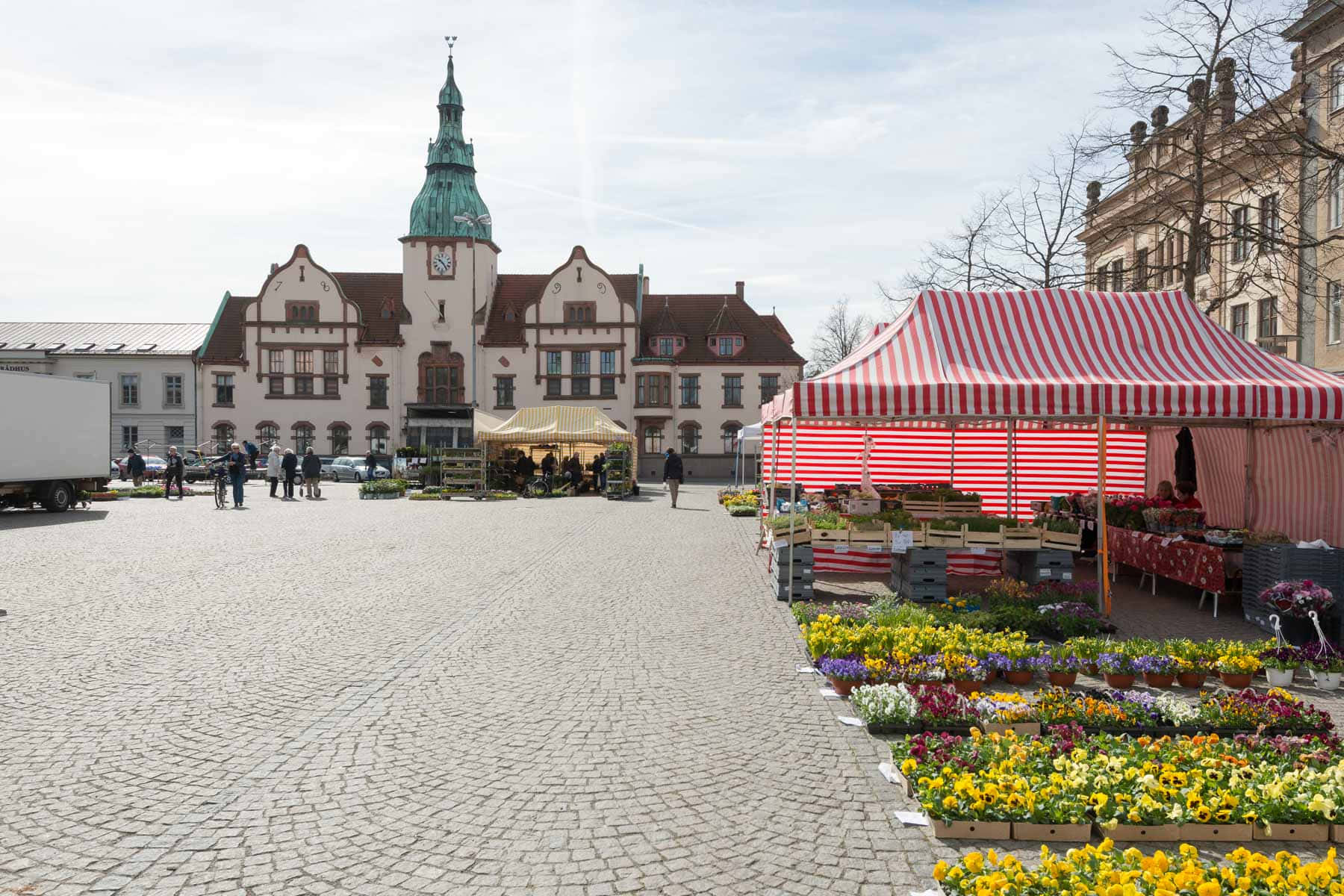 Karlshamn Town Square Market Wallpaper