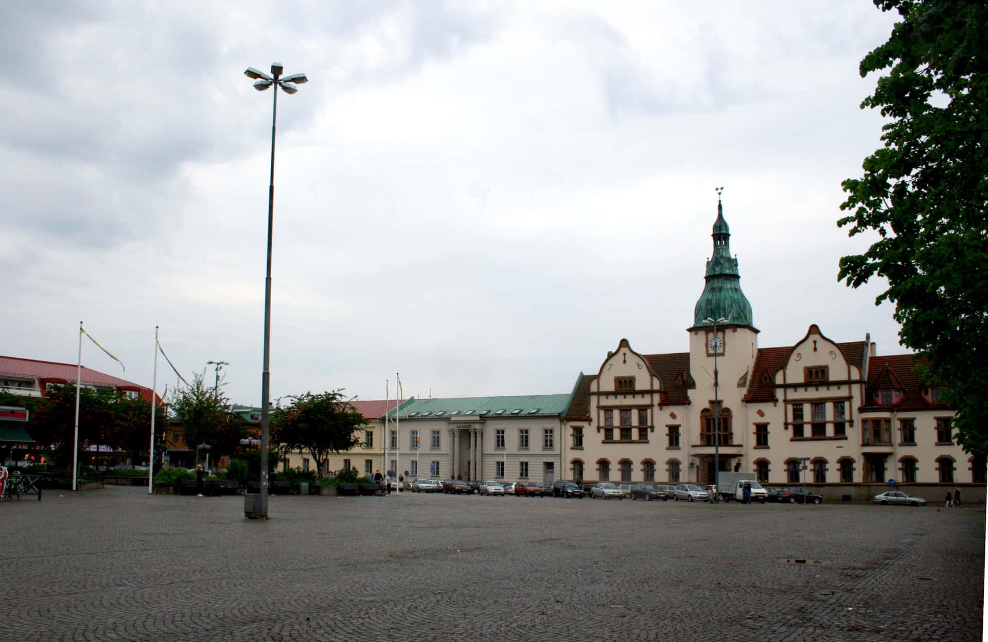 Karlshamn Town Squareand Historic Building Wallpaper