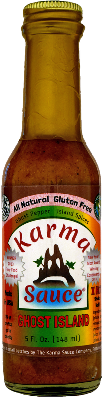Karma Sauce Ghost Island Hot Sauce Bottle PNG
