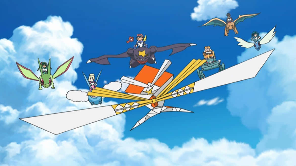 Kartana With Other Flying Pokemon Wallpaper