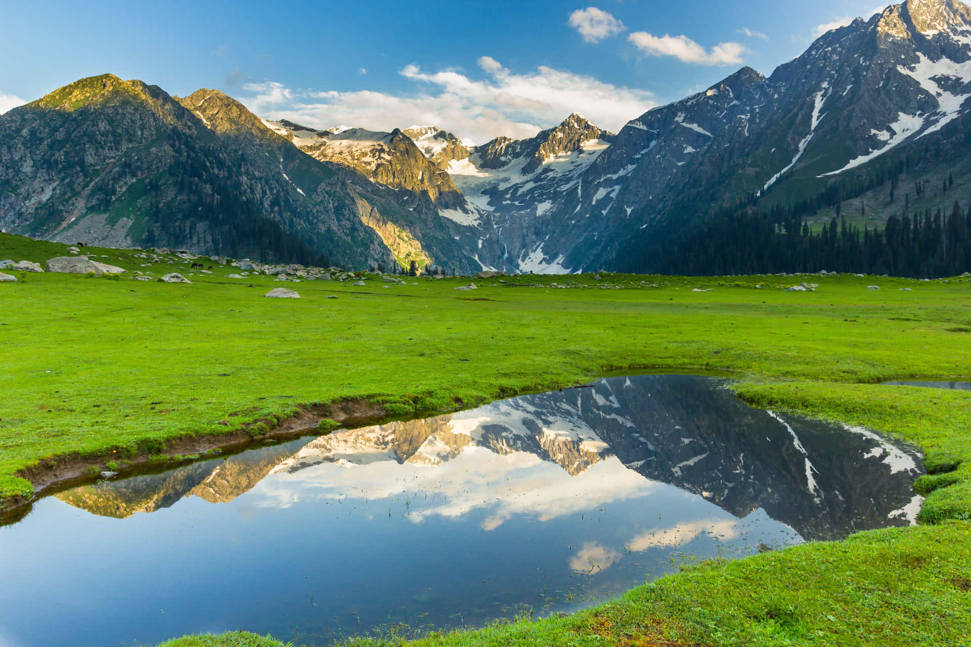 Kashmir_ Mountain_ Valley_ Reflection Wallpaper