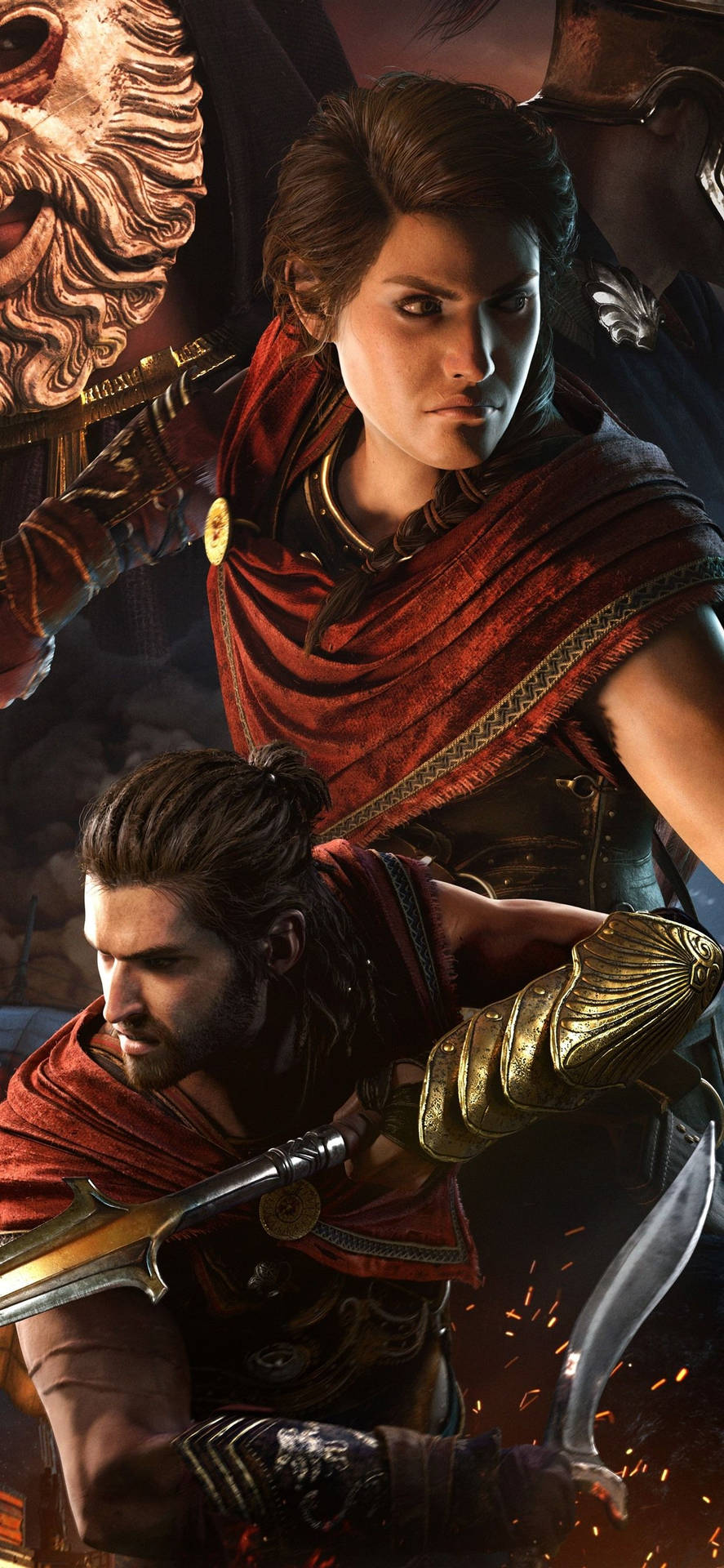 Kassandra And Alexios Of Assassin's Creed Odyssey Iphone Wallpaper
