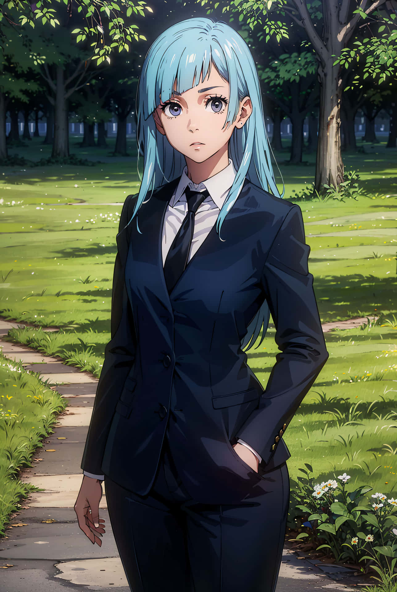Kasumi Miwa Anime Characterin Suit Wallpaper