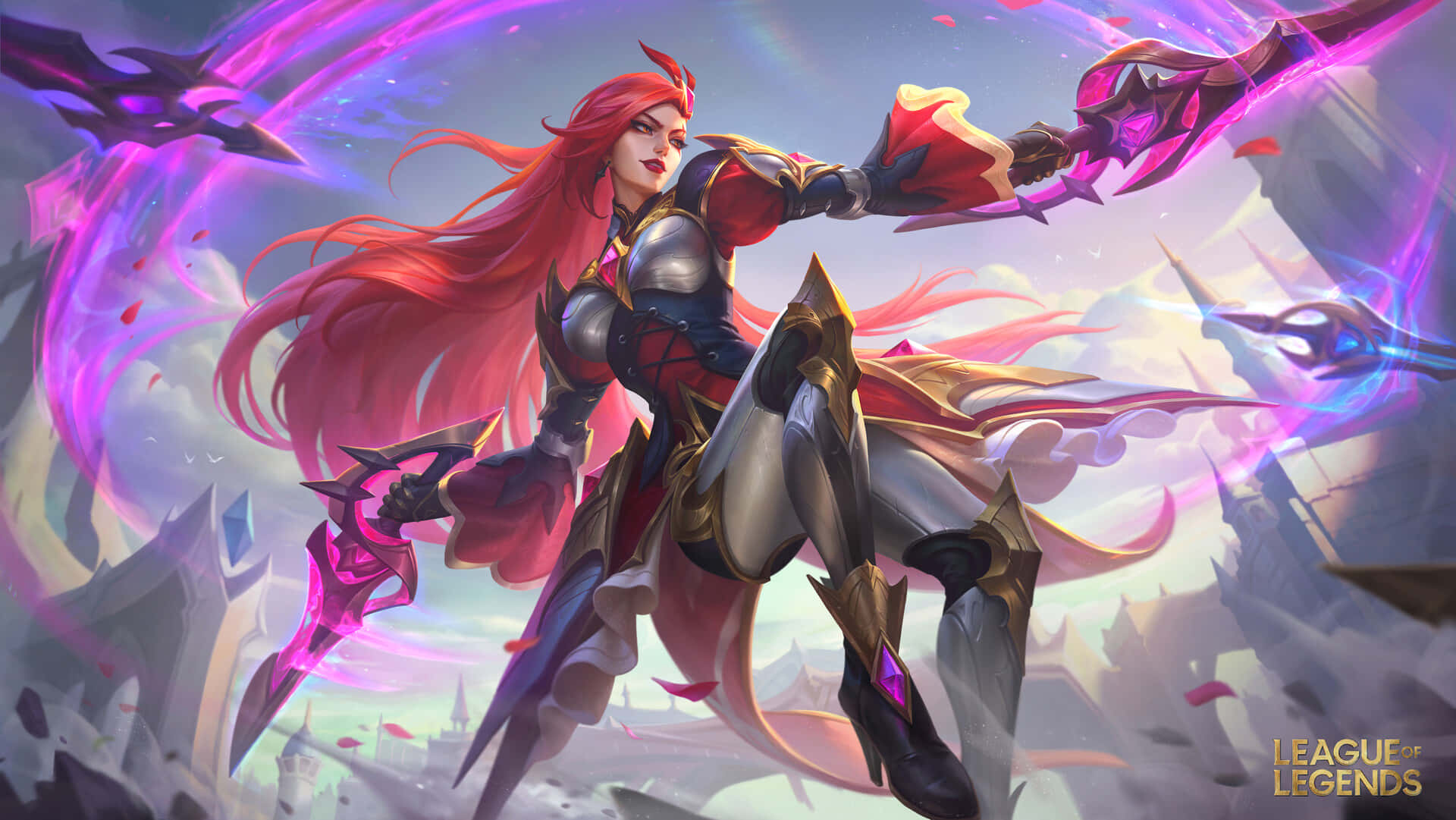 Katarina Vecht Klaar League Of Legends Kunstwerk Achtergrond