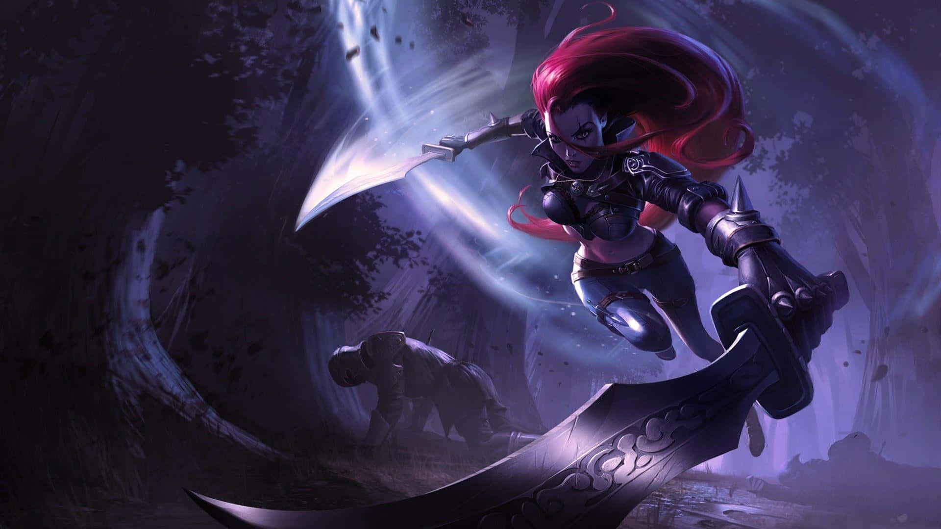 Katarina In Actie League Of Legends Achtergrond