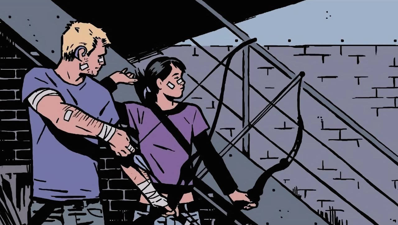 Caption: Fierce and Determined Kate Bishop in Action Wallpaper